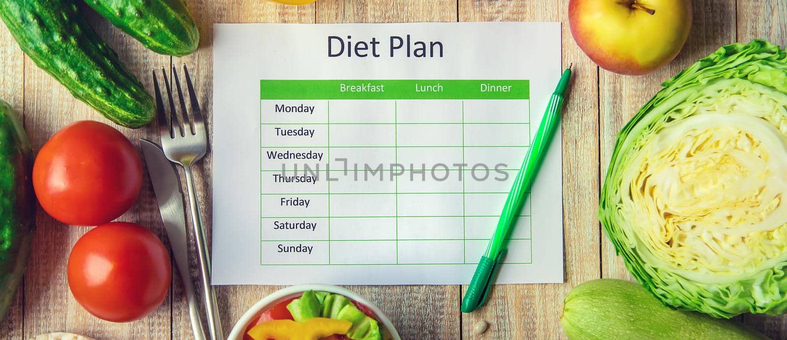 Weekly diet plan. The concept of proper nutrition. Selective focus. by yanadjana