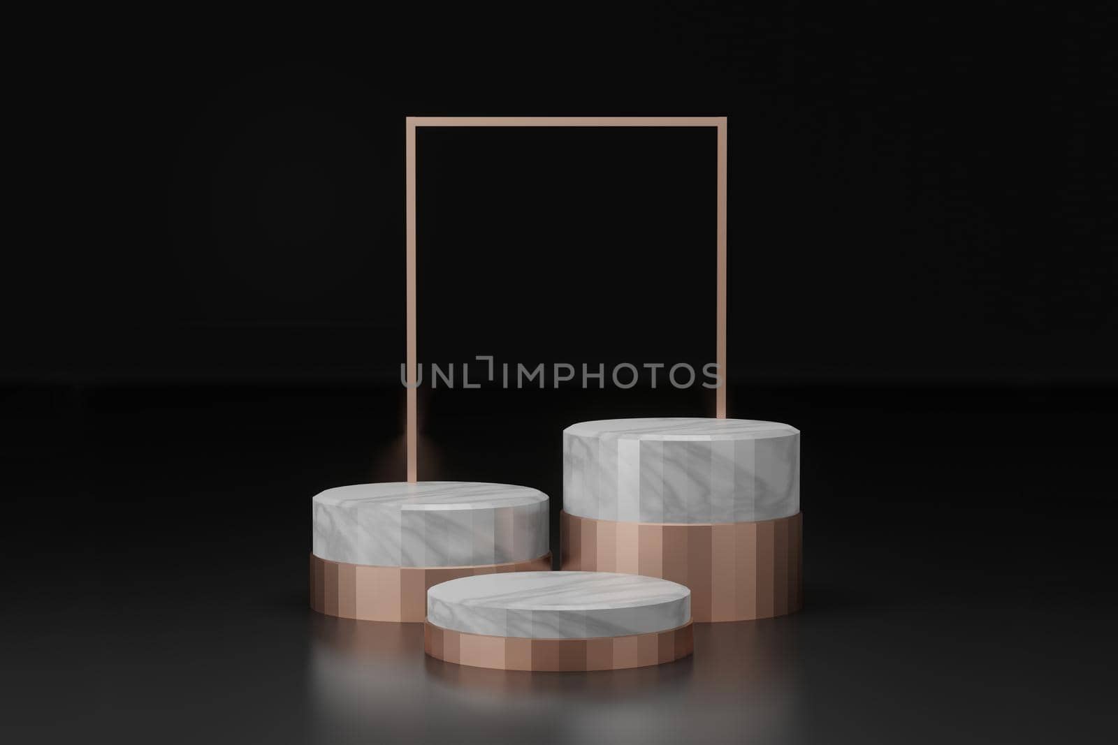 3d rendering illustration of podium stage display showcase for product placement in minimal design. 