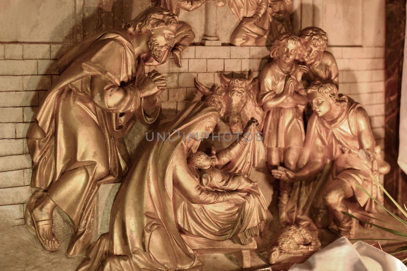 Christmas scene creche with Mary and small Jesus