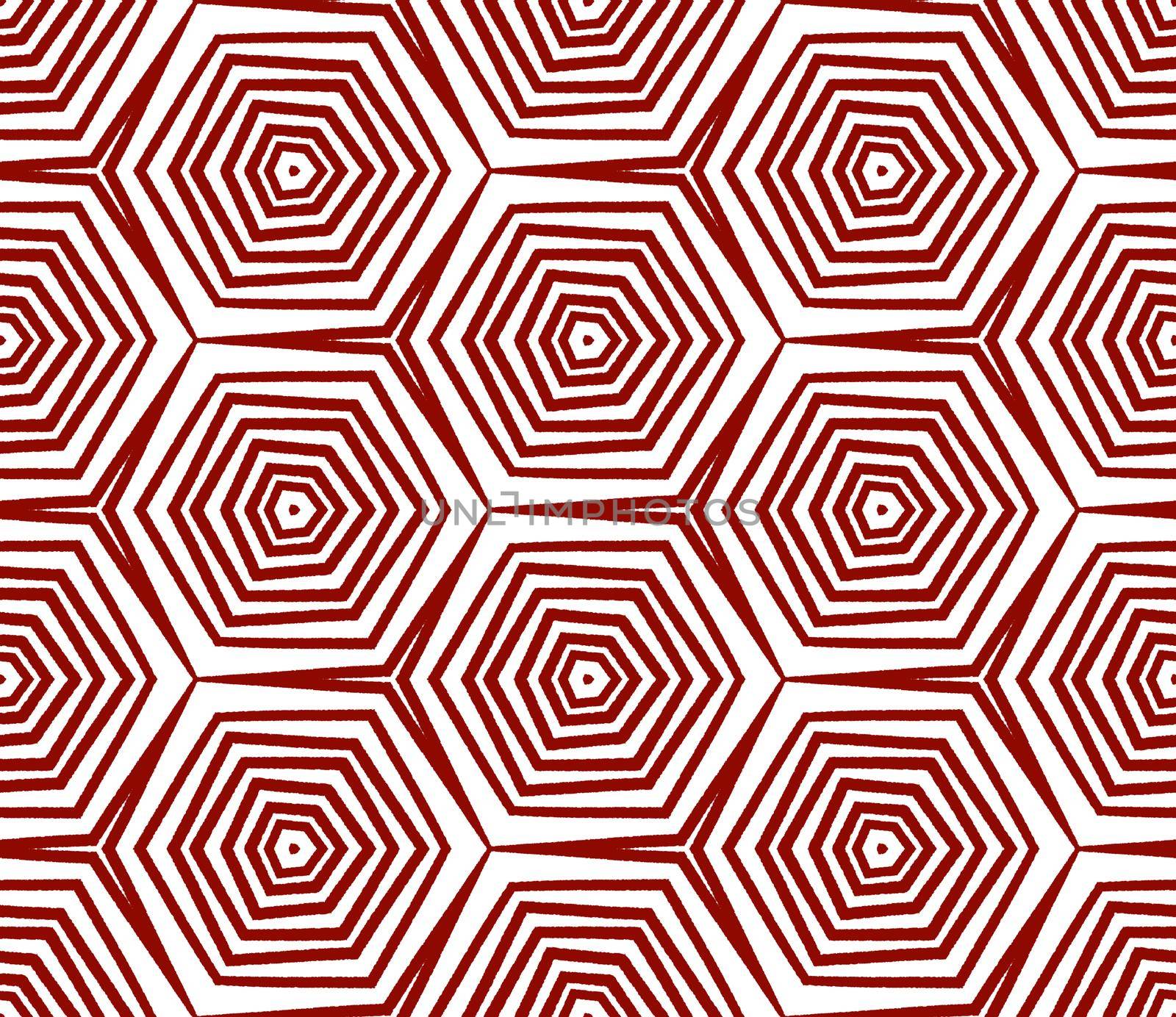 Geometric seamless pattern. Maroon symmetrical kaleidoscope background. Textile ready classic print, swimwear fabric, wallpaper, wrapping. Hand drawn geometric seamless design.