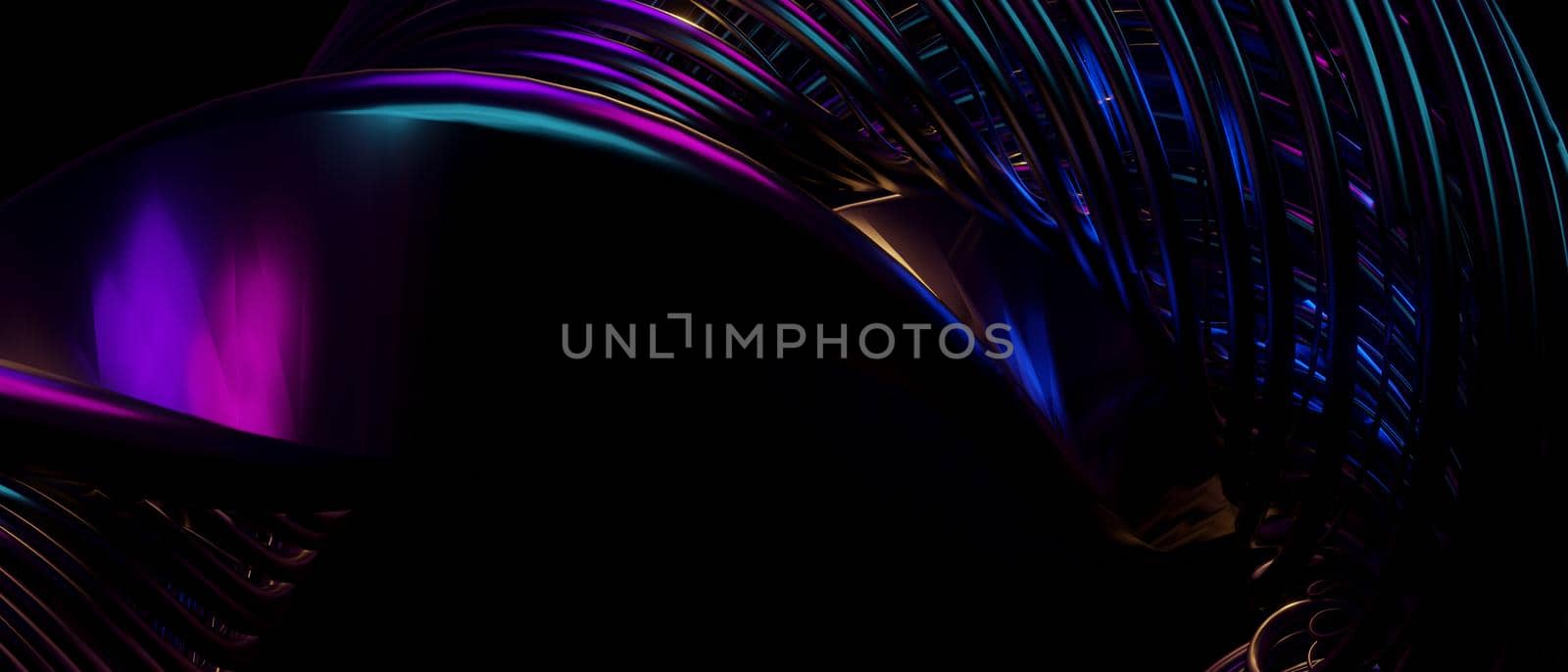 Luxurious And Elegant Abstract DNA Irridescent PurpleBlue Banner Background 3D