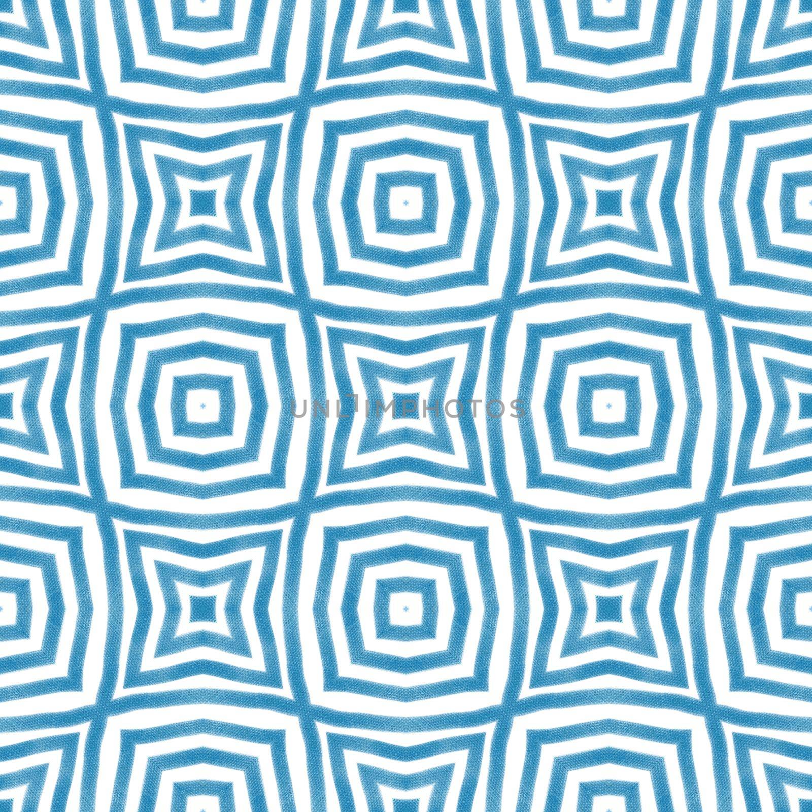 Ethnic hand painted pattern. Blue symmetrical by beginagain