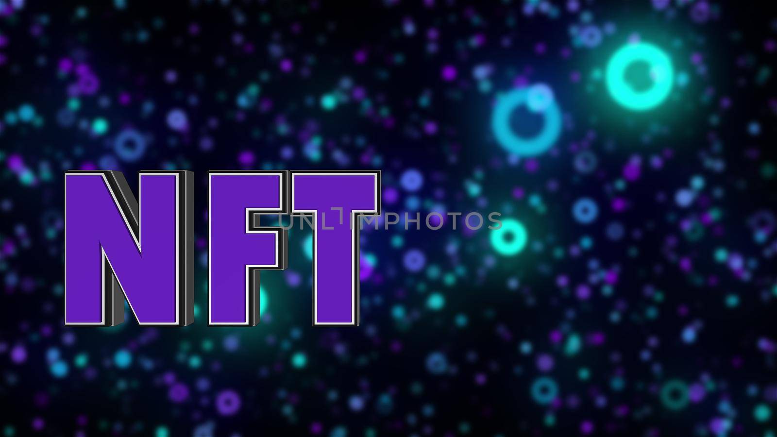 NFT text. Computer generated 3d render