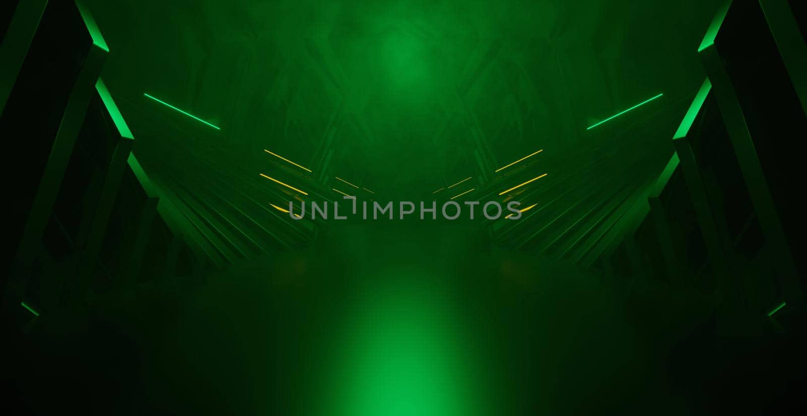 Luxurious And Elegant Futuristic Dark Volumetrics Smoke Green Glowing Banner Background Wallpaper 3D