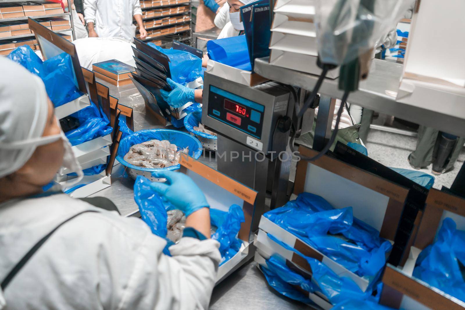 Weighing and packing of shrimp in an industrial food plant by cfalvarez