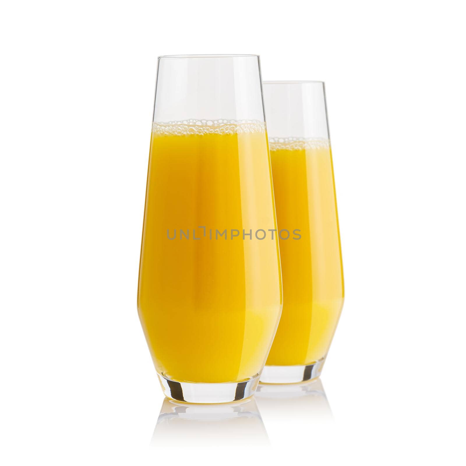 Orange juice glass, isolated on white. Glass of fresh orange juice on white background by PhotoTime