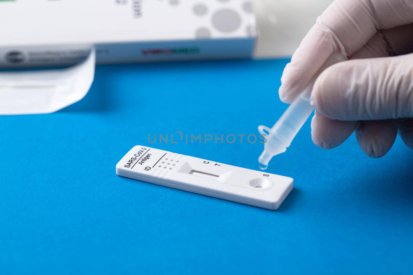 Corona virus antigen fast test. Lab card kit test for COVID-19. by Taut