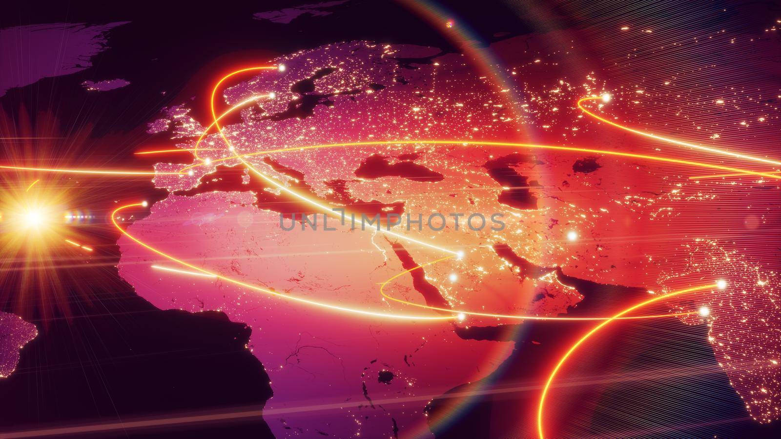 Global connection concept. Planet earth network sphere. 3d rendering