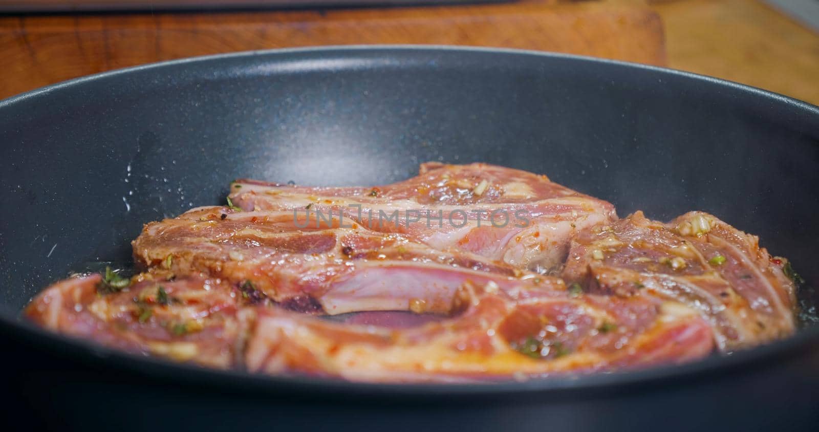 Lamb Cooking. Delicious Meat dish. Close Up by RecCameraStock