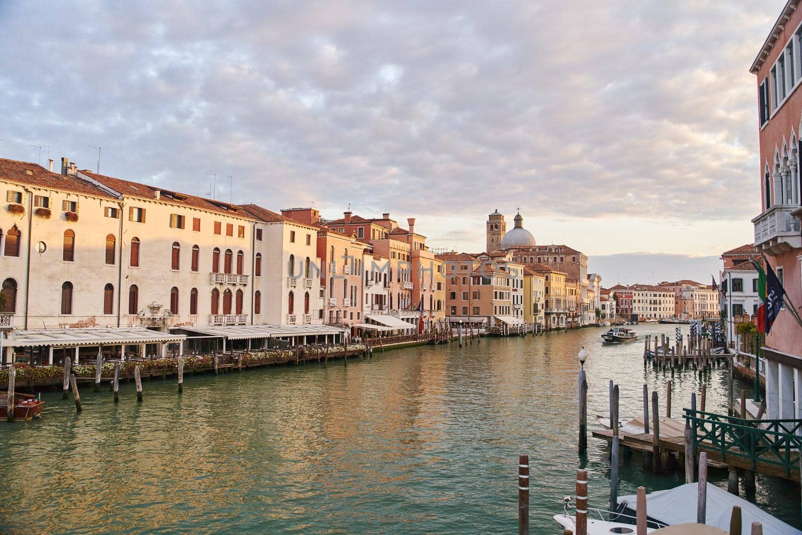 Venice, Italy - 10.12.2021: Beautiful view of famous Grand Canal in Venice, Italy.