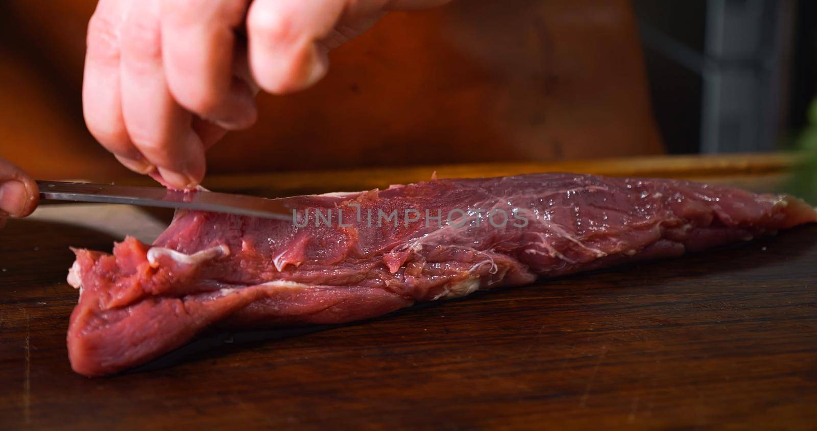 Fresh Raw Beef Meat Preparation Before Cooking. by RecCameraStock