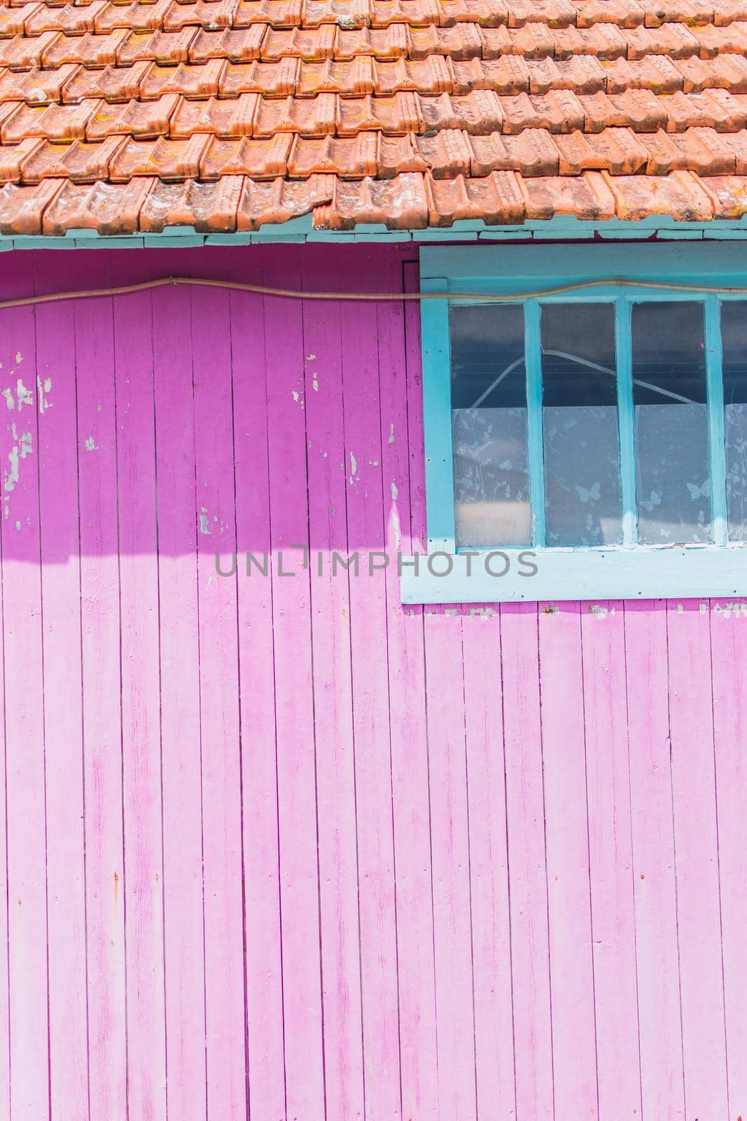 Colorful cabins on the harbor of Château d'Oléron, on the island of Oléron in France