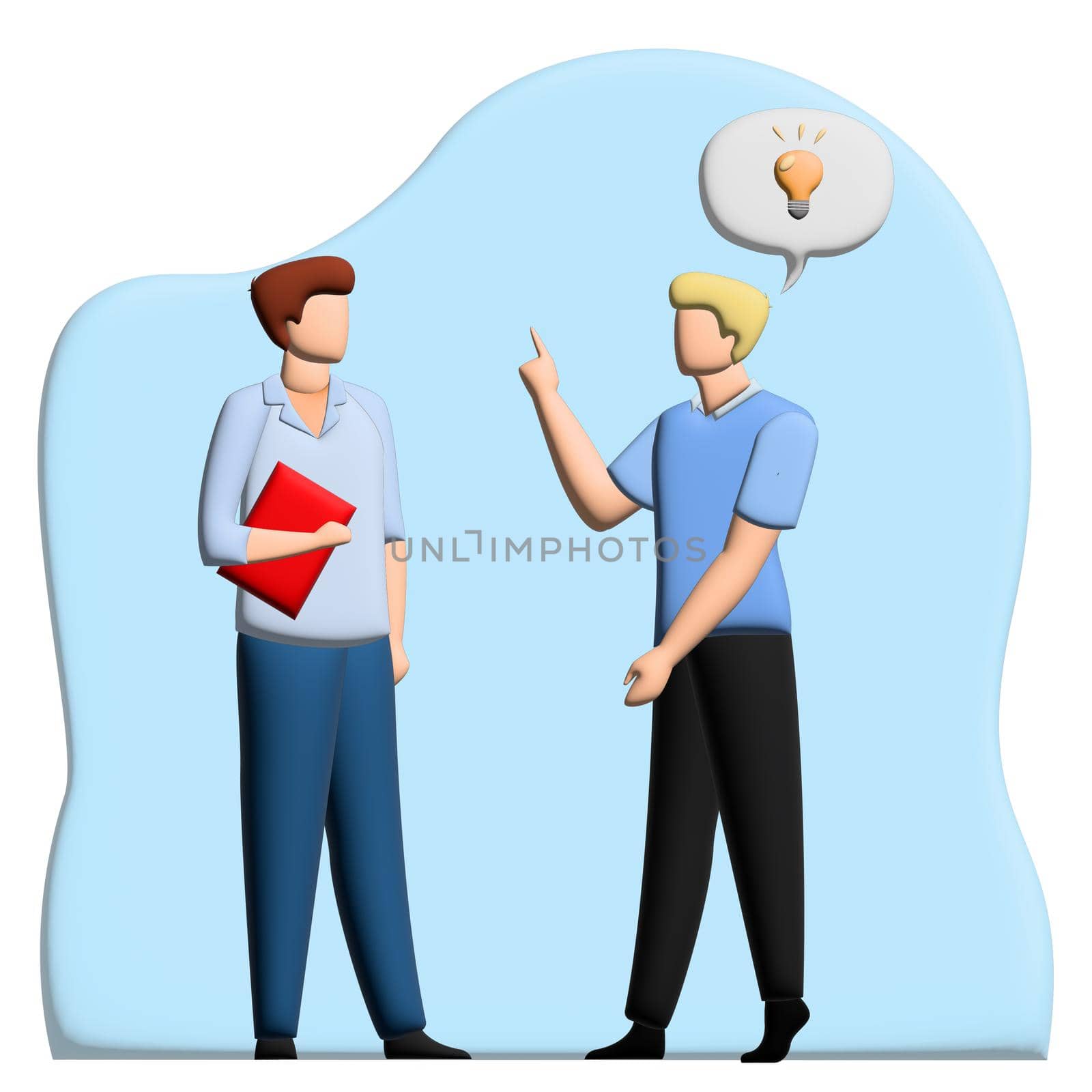 3D business concept, two men are negotiating - illustration