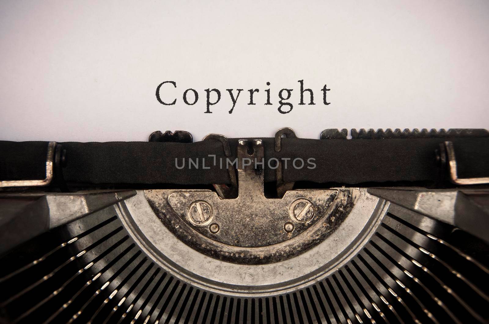 Copyright text typed on an old vintage typewriter.