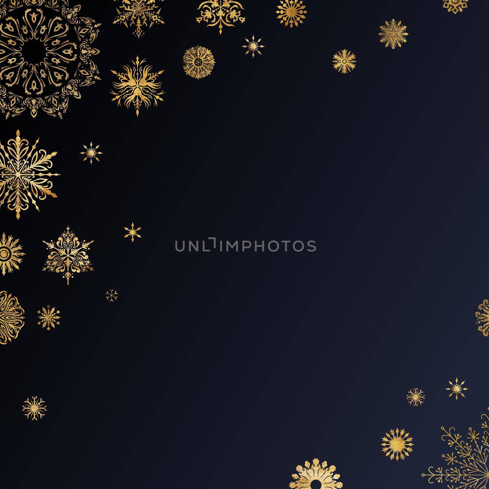 Christmas Festive Background With Gold Glitter Snowflakes by kisika