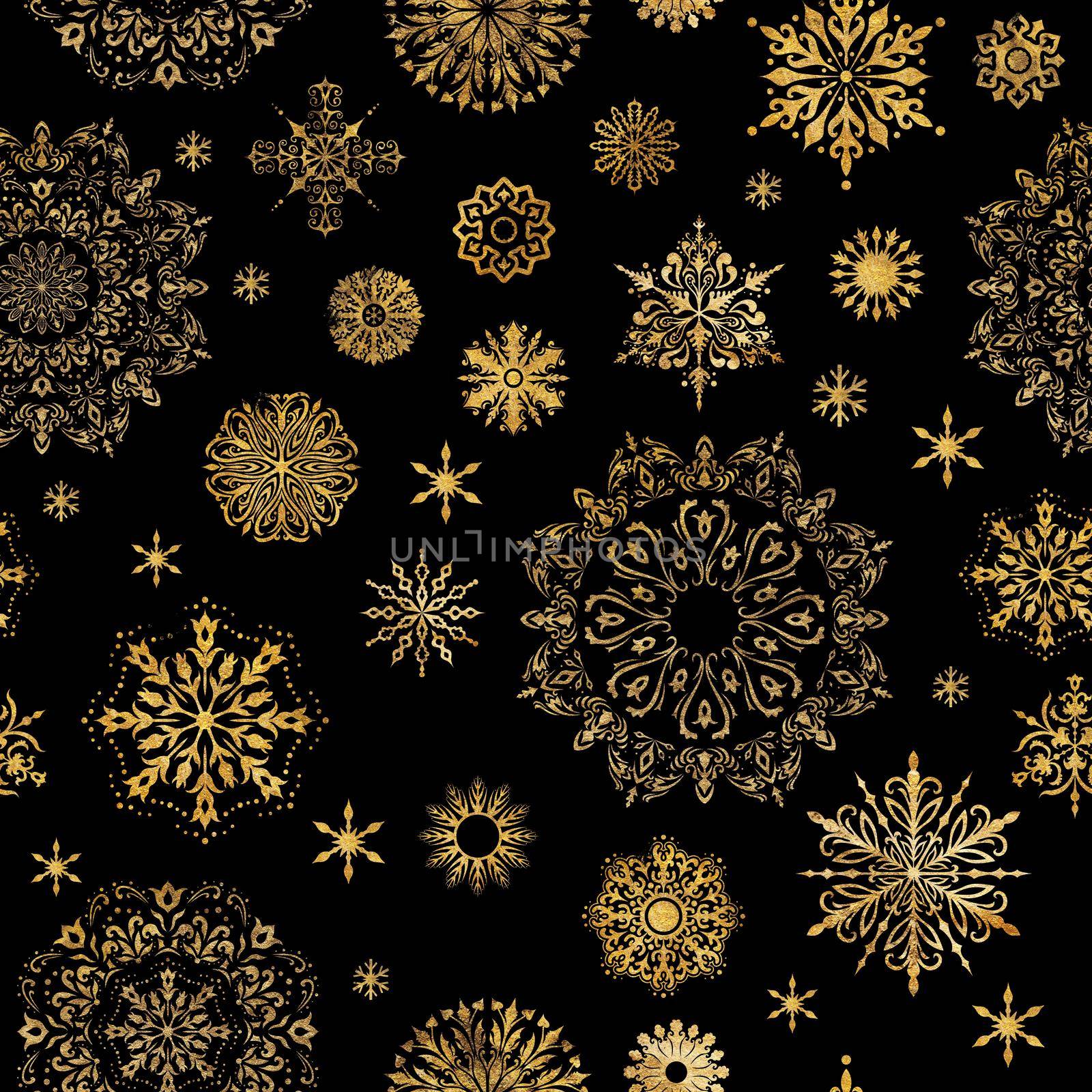 Christmas Festive Background With Gold Glitter Snowflakes by kisika