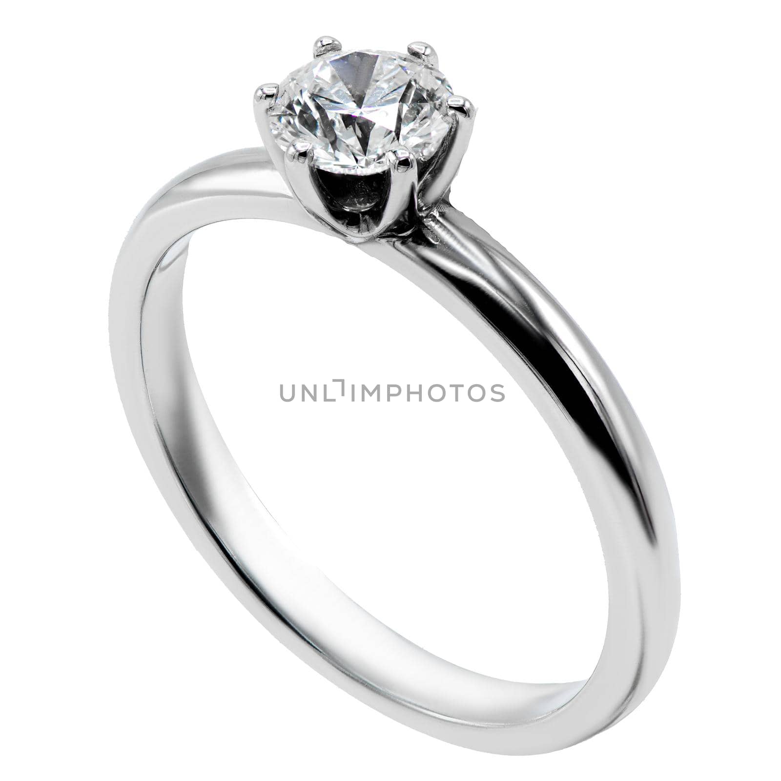 Engagement diamond wedding ring with big gem isolated on white background by MKolesnikov