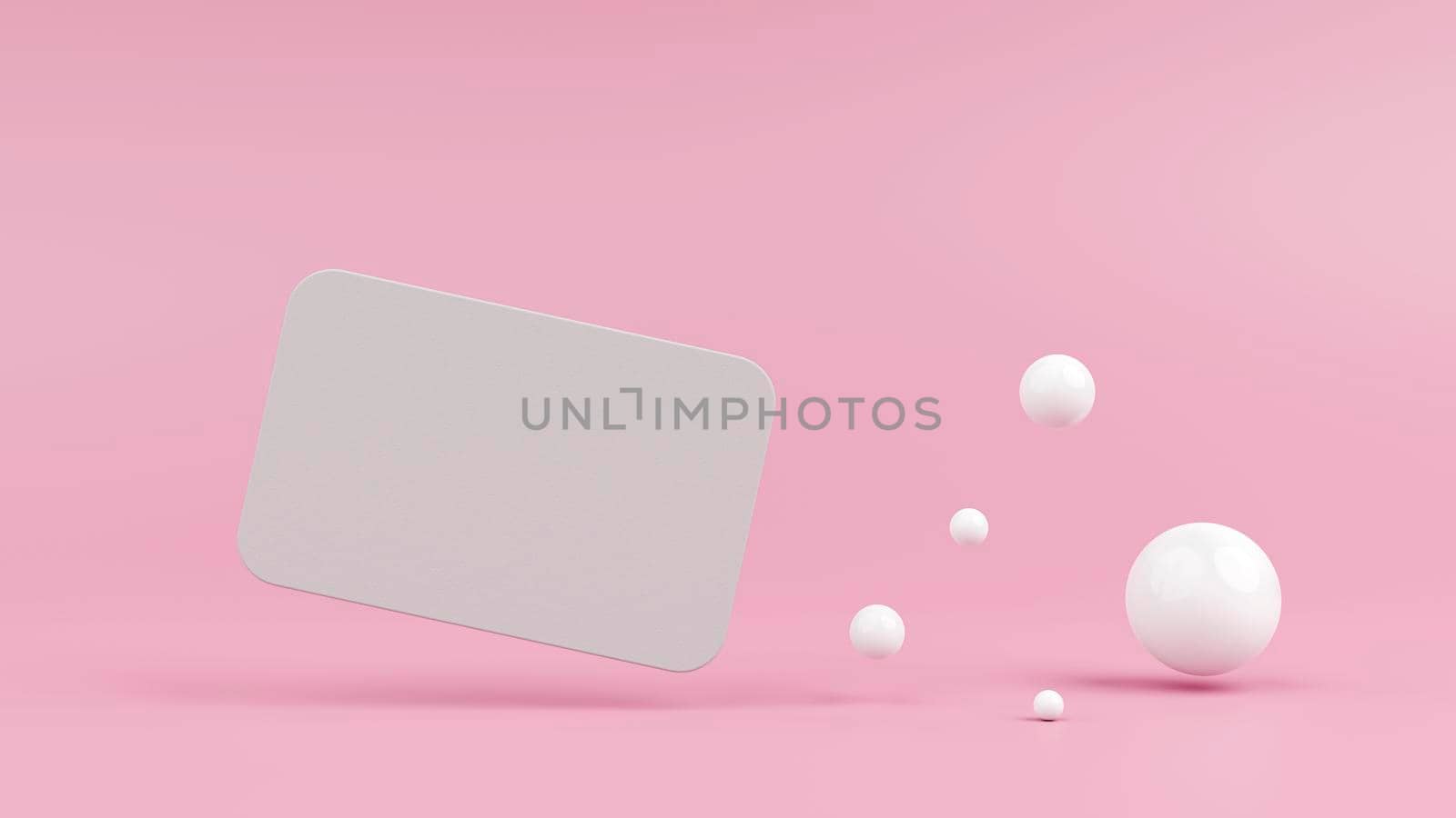 Blank white business cards isolated on pink pastel background 3D illustration by raferto1973