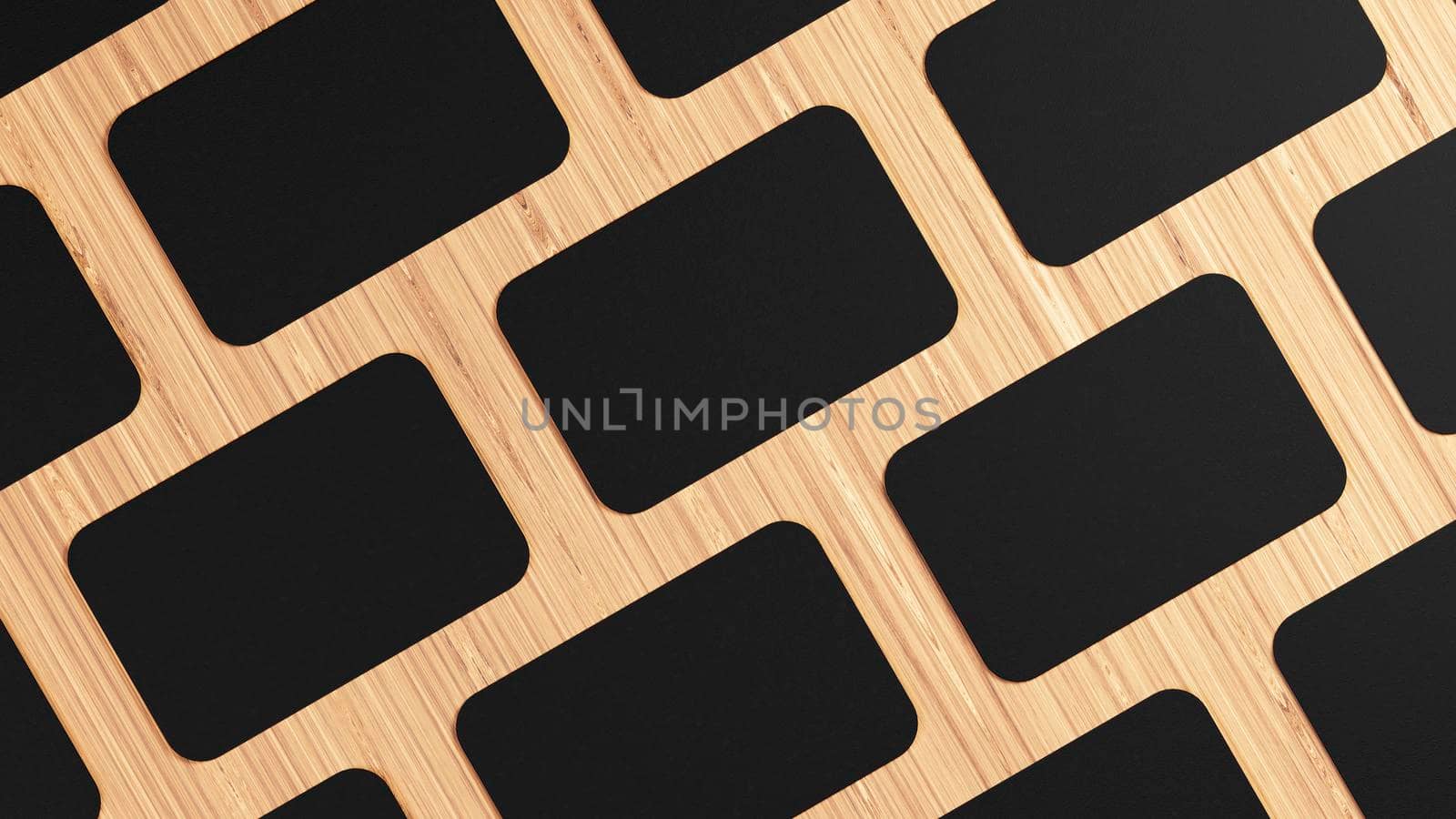 Stacks of Black Business cards, 3d rendering