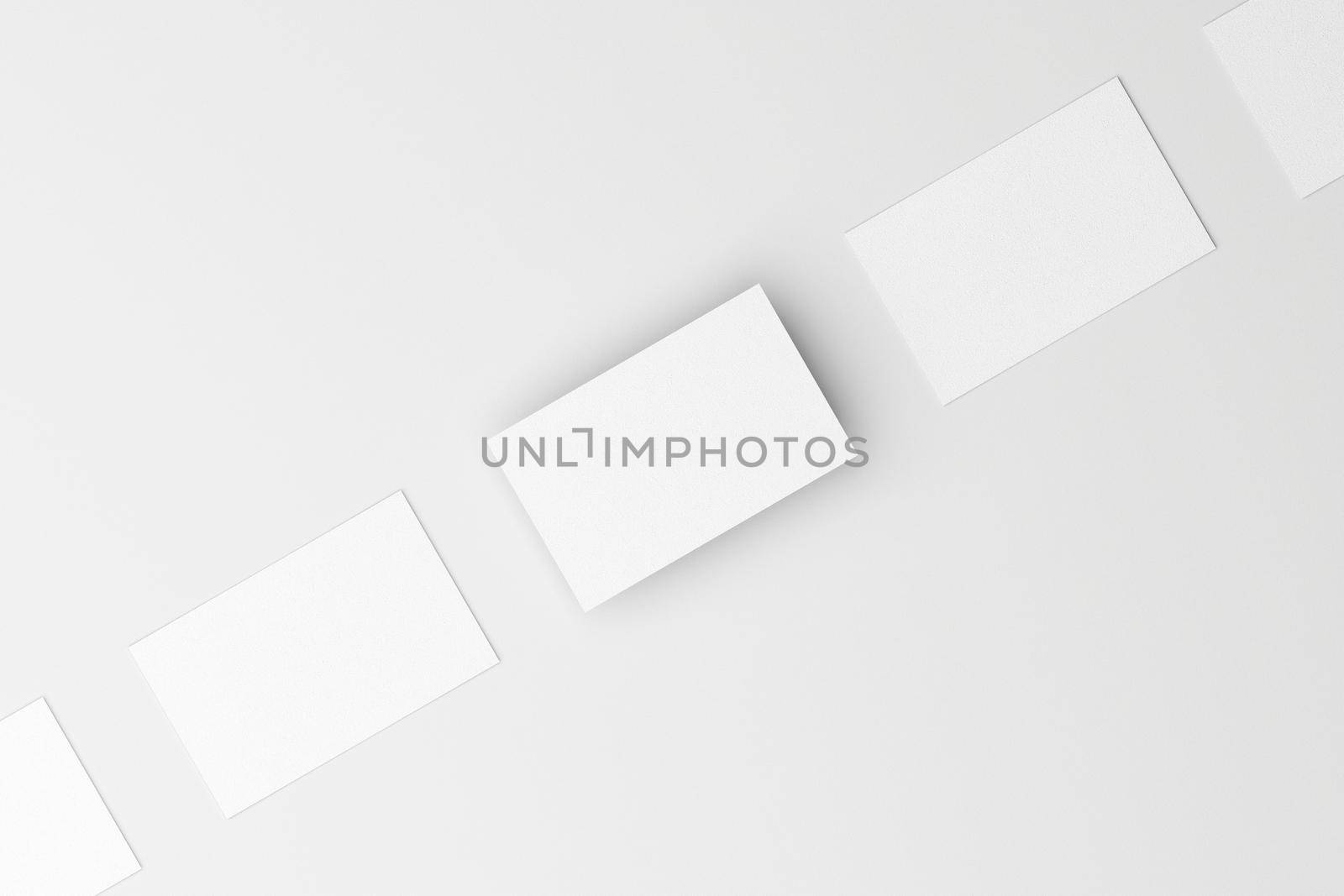 Top view of horizontal business card isolated on white background for mockup, 3D illustration by Antonelli