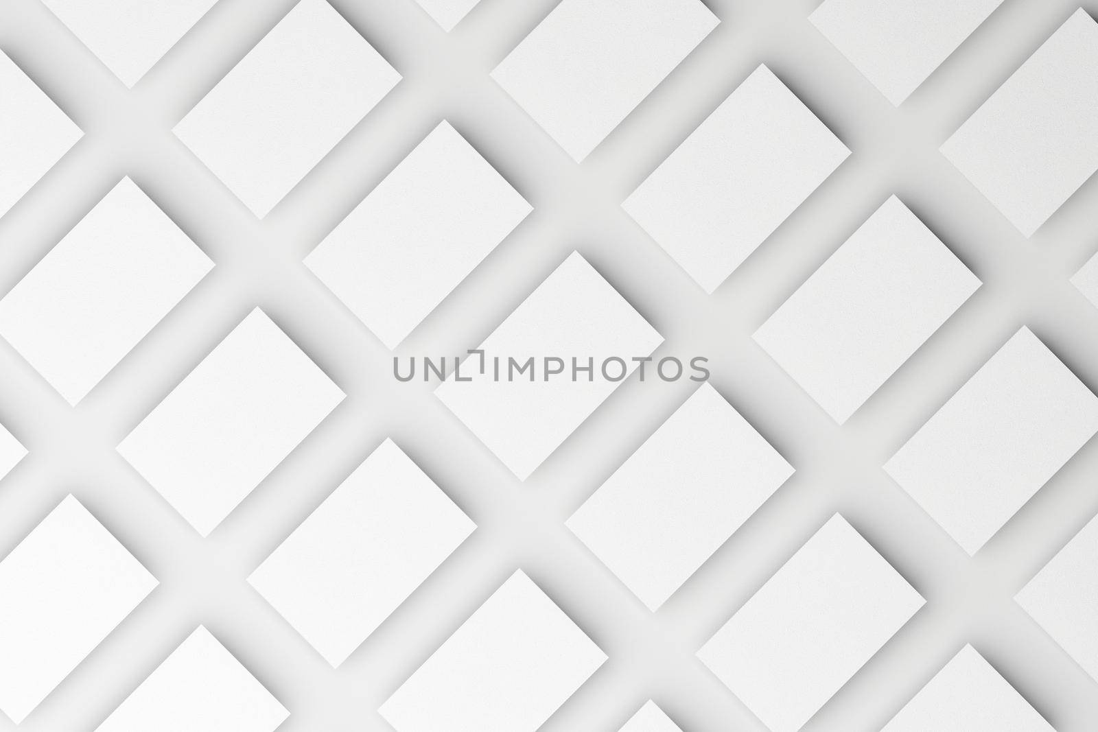 Top view of horizontal business card isolated on white background for mockup, 3D render