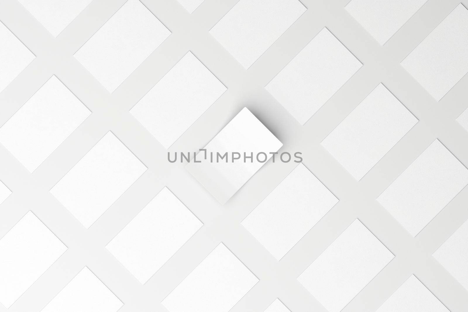 Top view of horizontal business card isolated on white background for mockup, 3D illustration by Antonelli