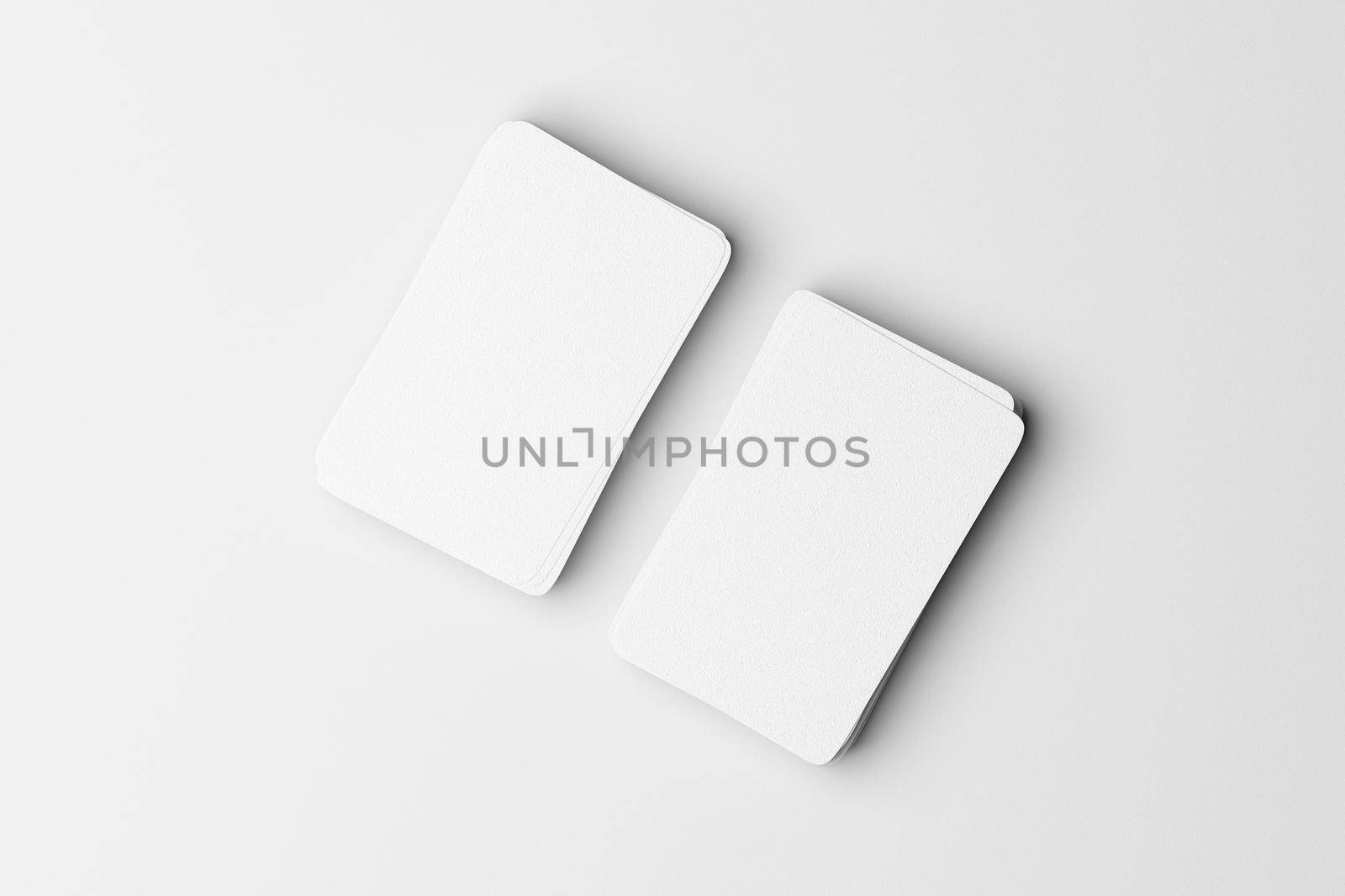 Top view of business card on white background for mockup. 3d render by Antonelli