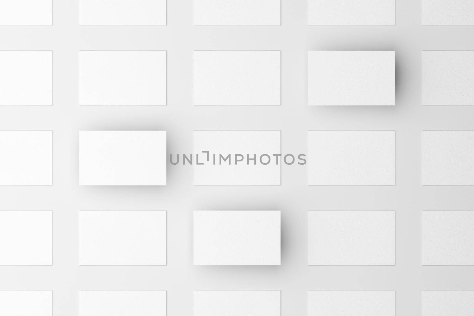 Top view of horizontal business card isolated on white background for mockup, 3D illustration by Antonelli