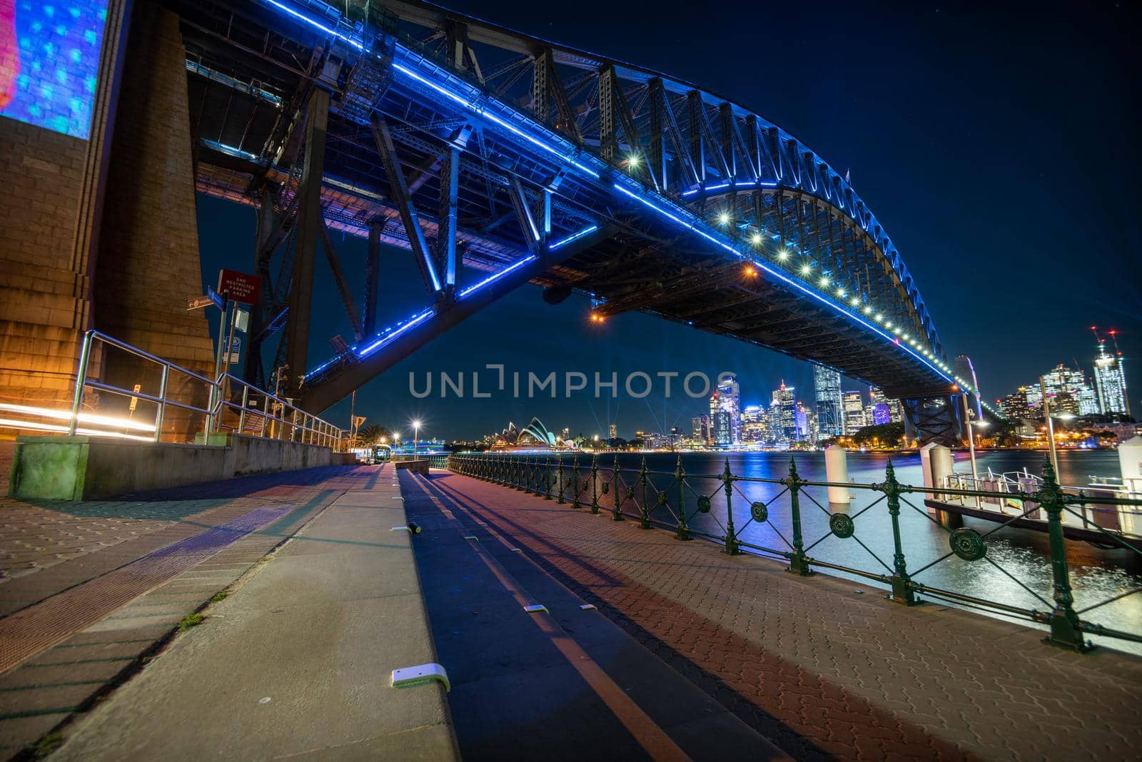 Vivid sydney city of Australia at night from wide view