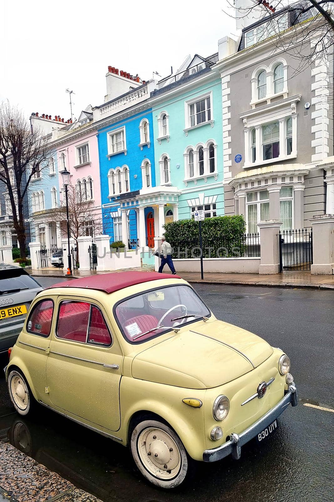 London, United Kingdom, February 7, 2022: beautiful small old car on the streets of London