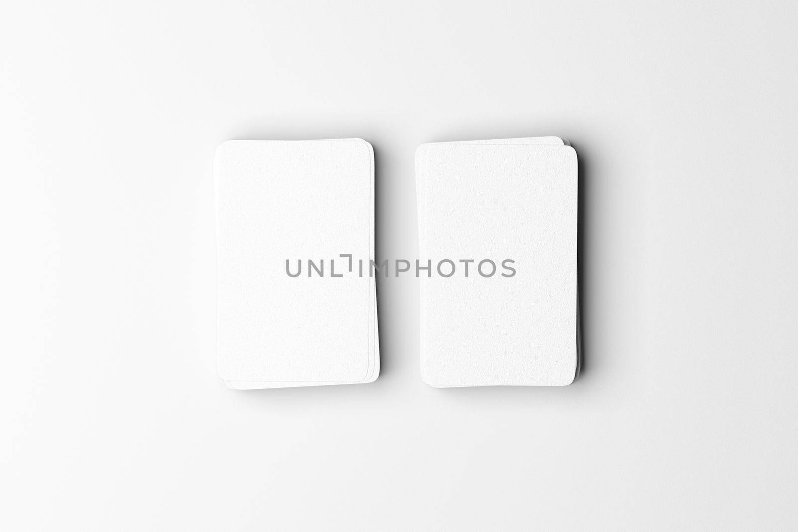 Top view of business card on white background for mockup. 3d render by Antonelli