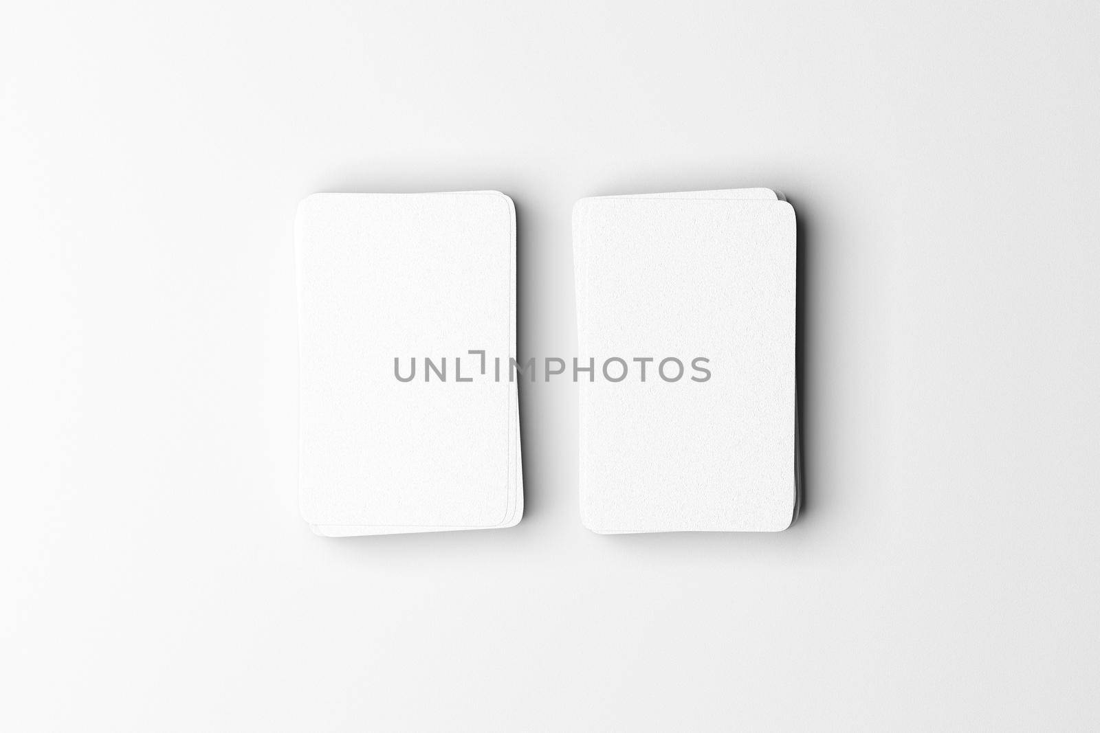 Top view of business card on white background for mockup. 3d illustration