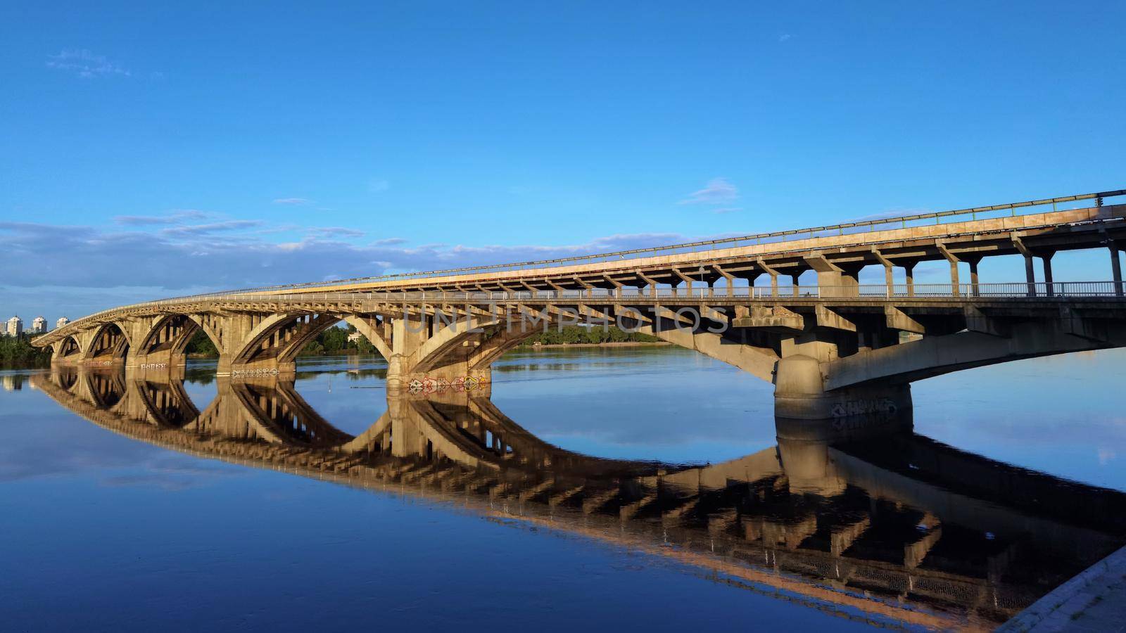 Bridge Metro over Dnipro river in Kyiv, Ukraine