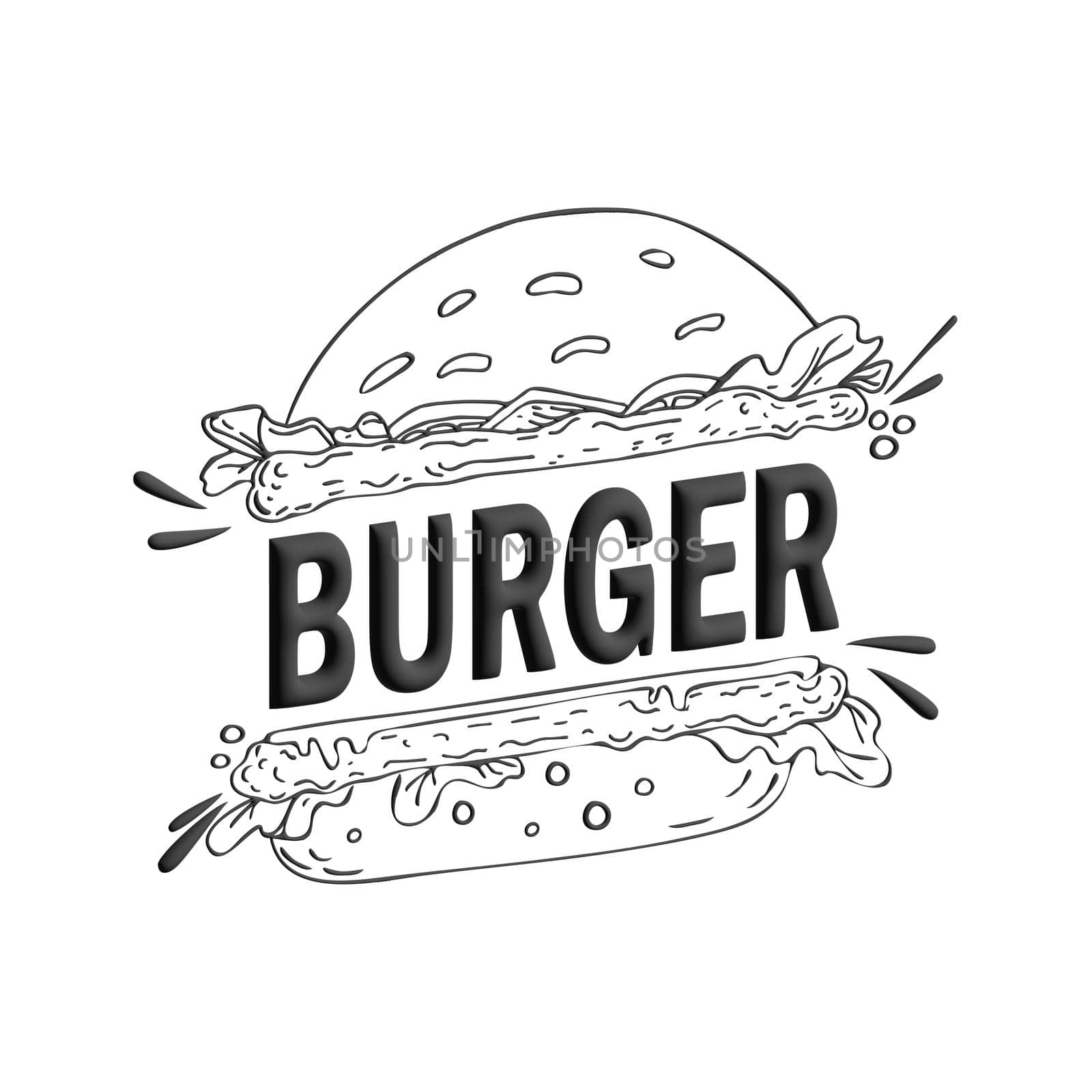 Text BURGER stylized as a hamburger. Stylish design for a brand, label or advertisement