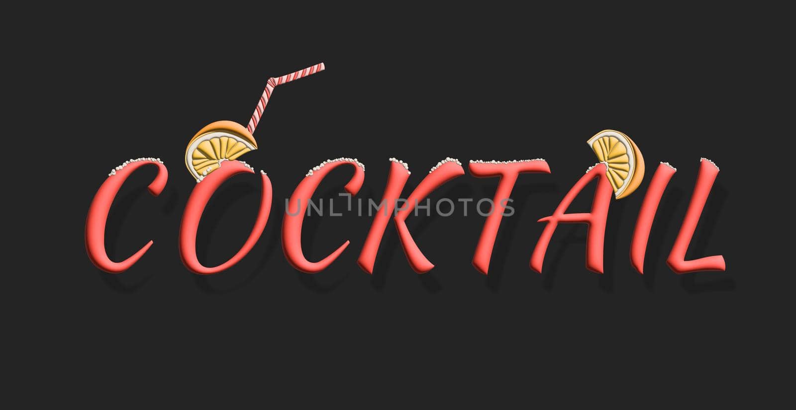 Stylized text COCKTAIL. Stylish design for a brand, label or advertisement - 3D image by BEMPhoto