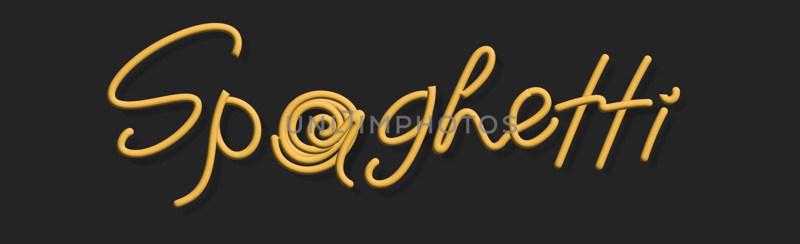 Text stylized written spaghetti. Stylish design for a brand, label or advertisement
