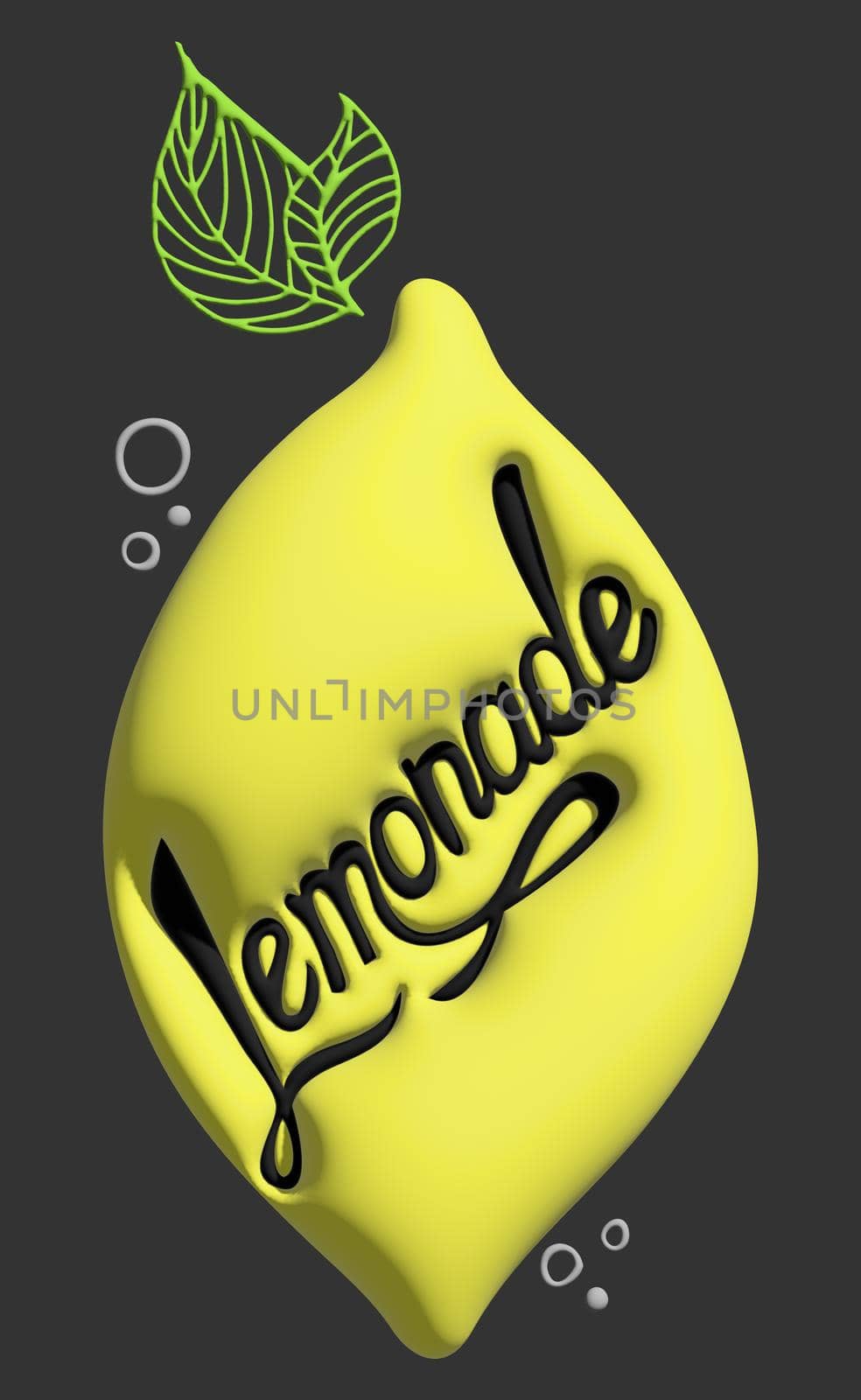 Text LEMONADE stylized as a ripe lemon. Stylish design for a brand, label or advertisement by BEMPhoto