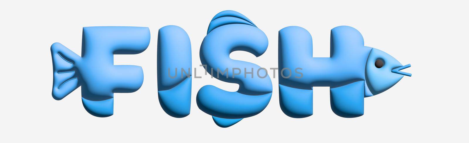 Text stylized as a fish. Stylish design for a brand, label or advertisement by BEMPhoto