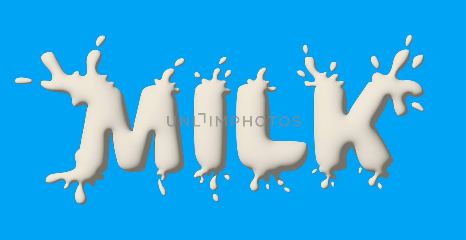 Text written with milk, splashes and drops. Stylish design for a brand, label or advertisement by BEMPhoto