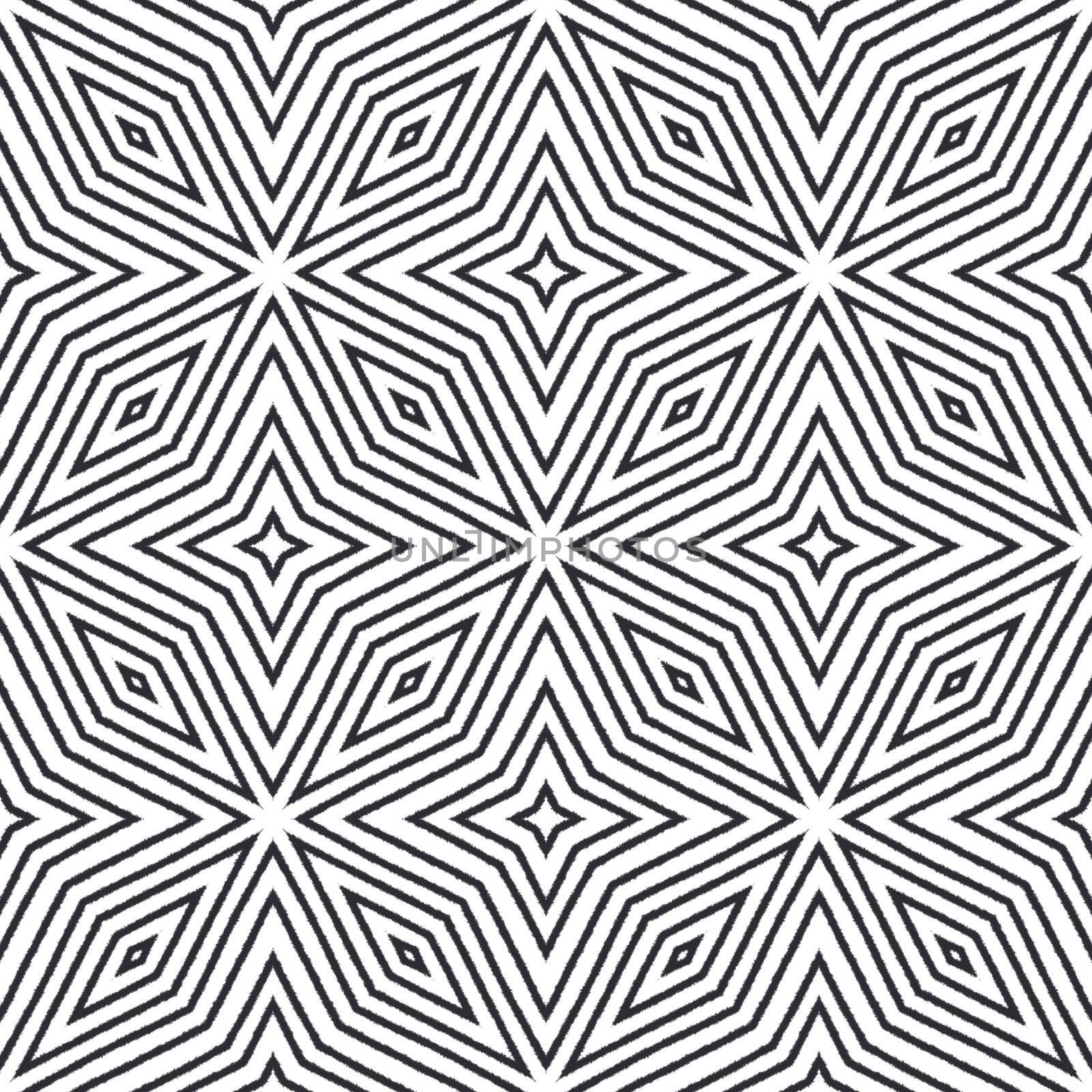 Mosaic seamless pattern. Black symmetrical kaleidoscope background. Retro mosaic seamless design. Textile ready bizarre print, swimwear fabric, wallpaper, wrapping.