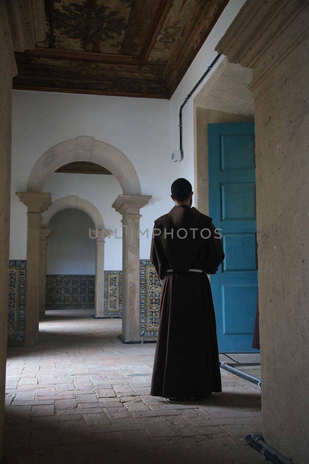 salvador, bahia, brazil - june 16, 2022: Franciscan monk seen during Corpus Christi holiday celebration at the Basilica Cathedral of the city of Salvador