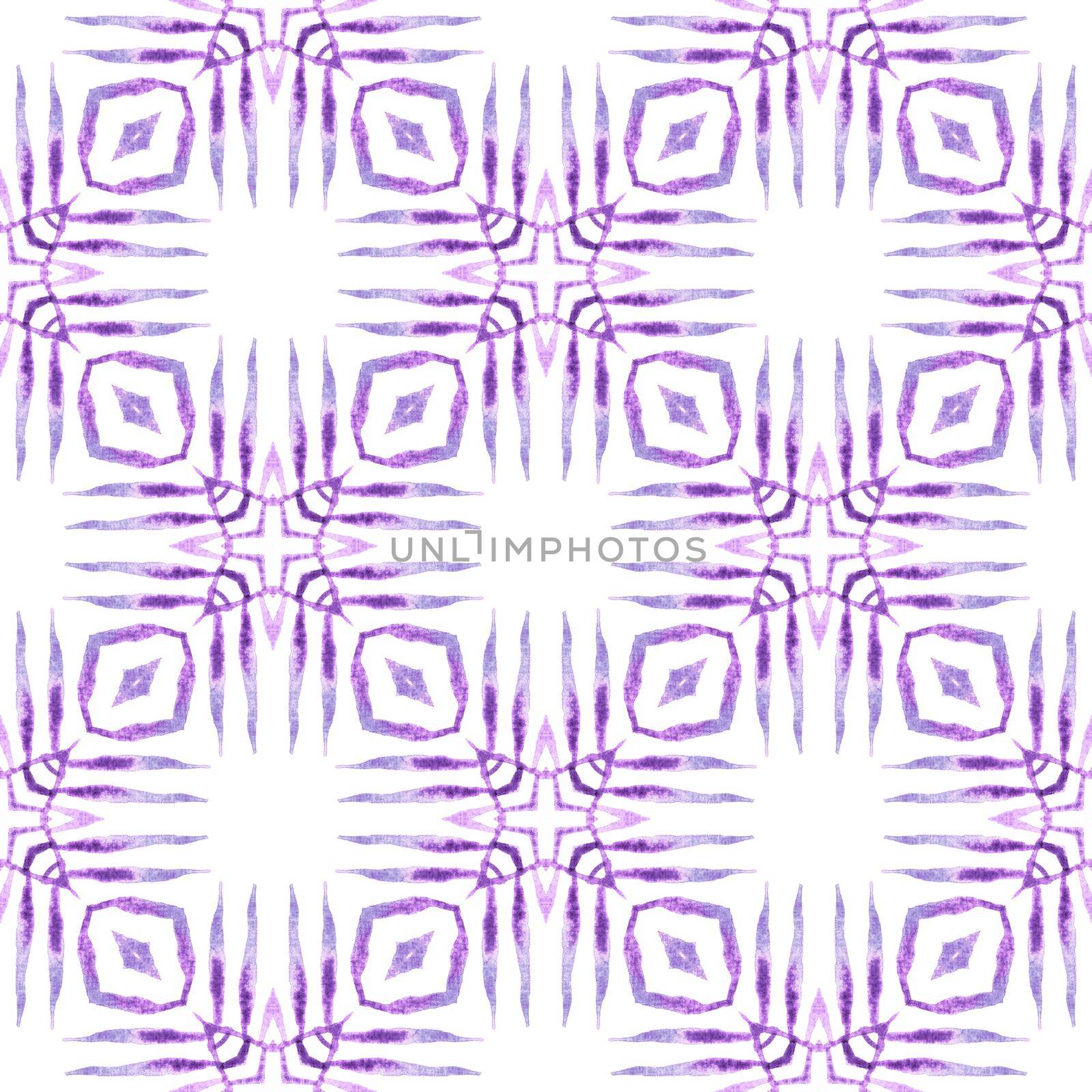 Textile ready noteworthy print, swimwear fabric, wallpaper, wrapping. Purple fair boho chic summer design. Oriental arabesque hand drawn border. Arabesque hand drawn design.