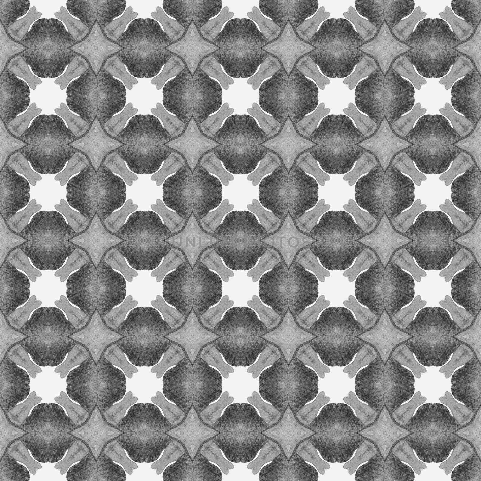 Watercolor ikat repeating tile border. Black and by beginagain
