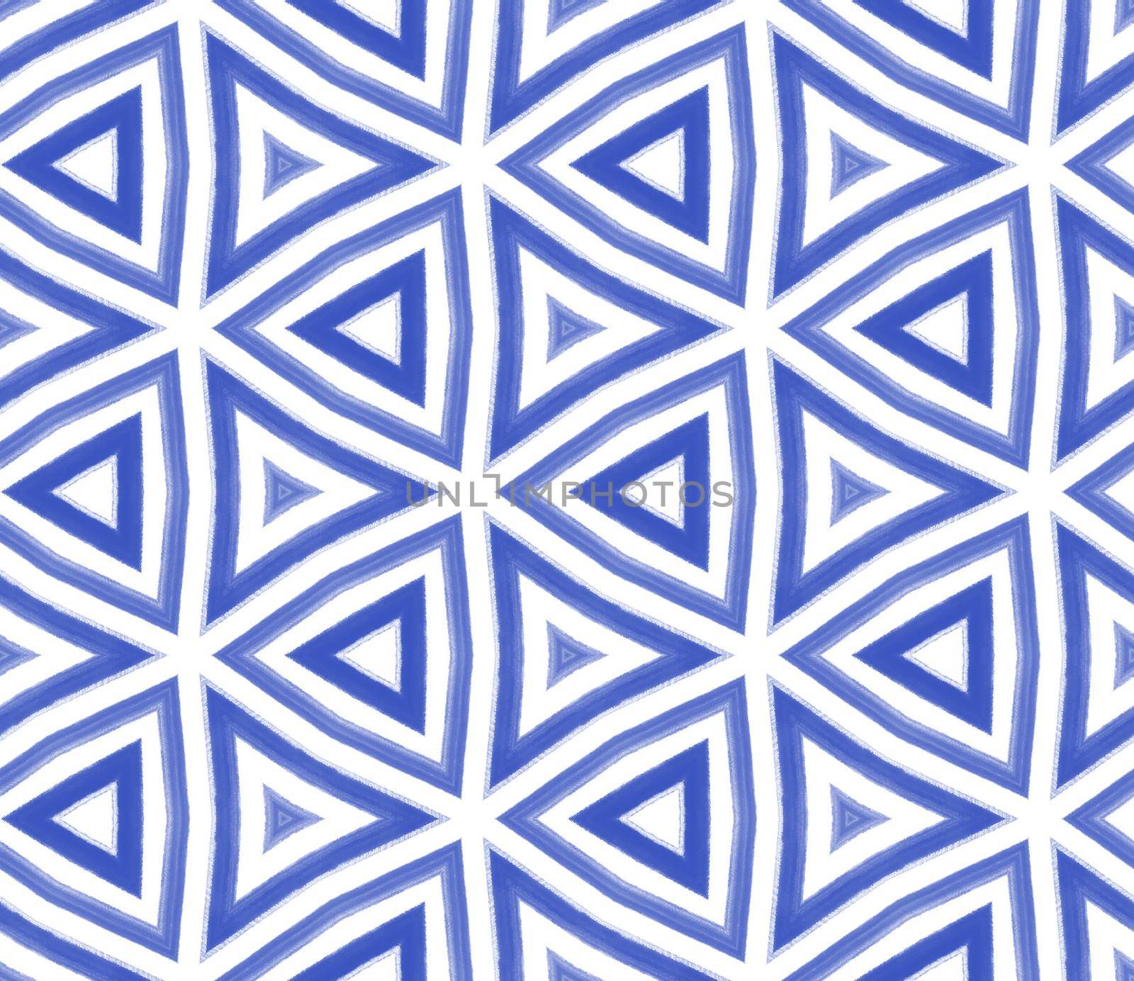 Mosaic seamless pattern. Indigo symmetrical kaleidoscope background. Textile ready adorable print, swimwear fabric, wallpaper, wrapping. Retro mosaic seamless design.