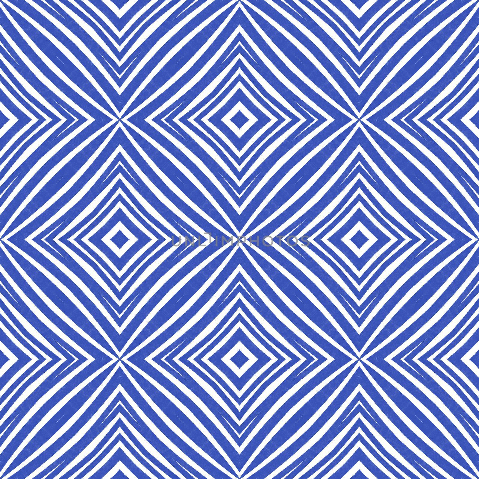 Chevron stripes design. Indigo symmetrical kaleidoscope background. Geometric chevron stripes pattern. Textile ready dazzling print, swimwear fabric, wallpaper, wrapping.