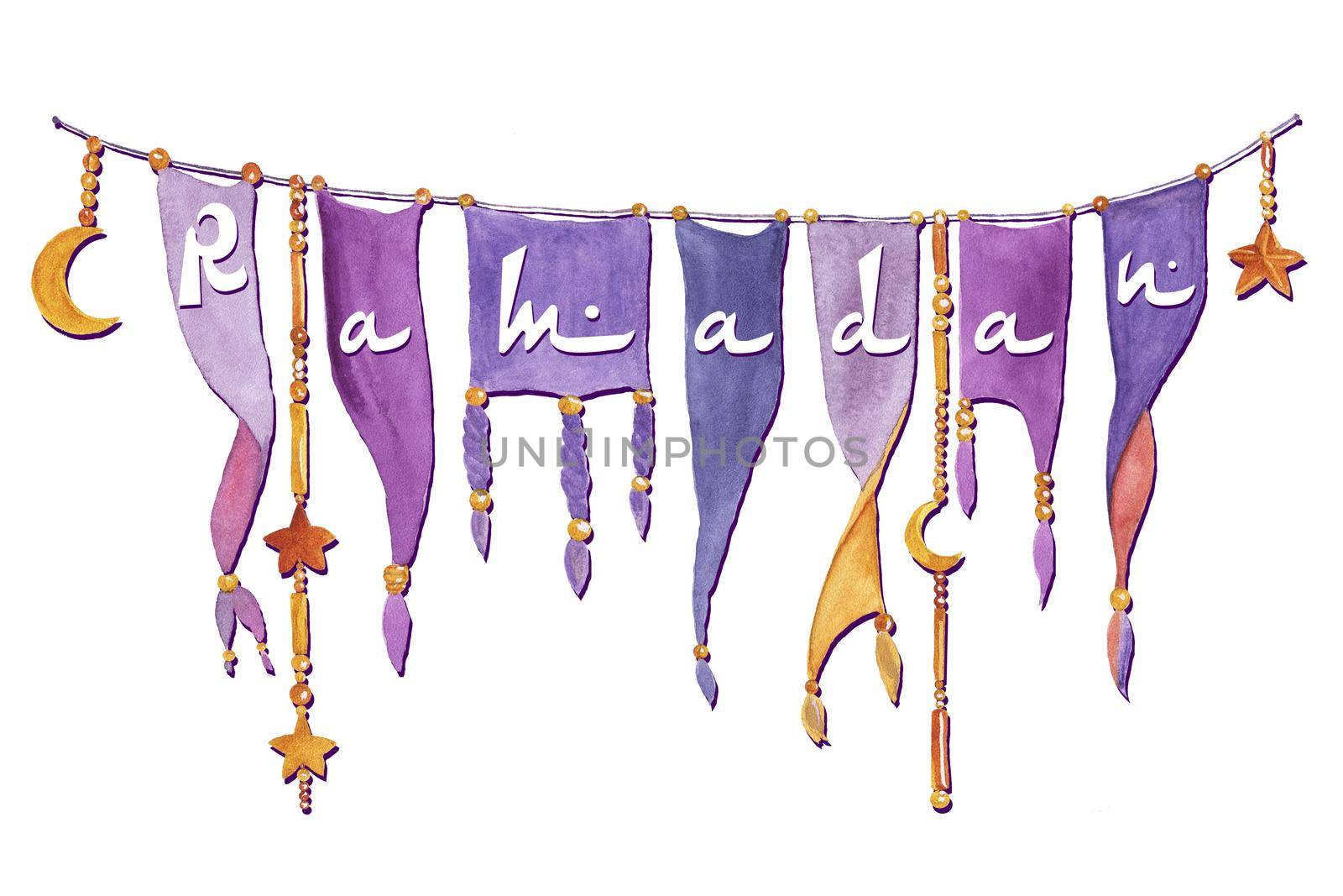 Watercolor party banner for Ramadan