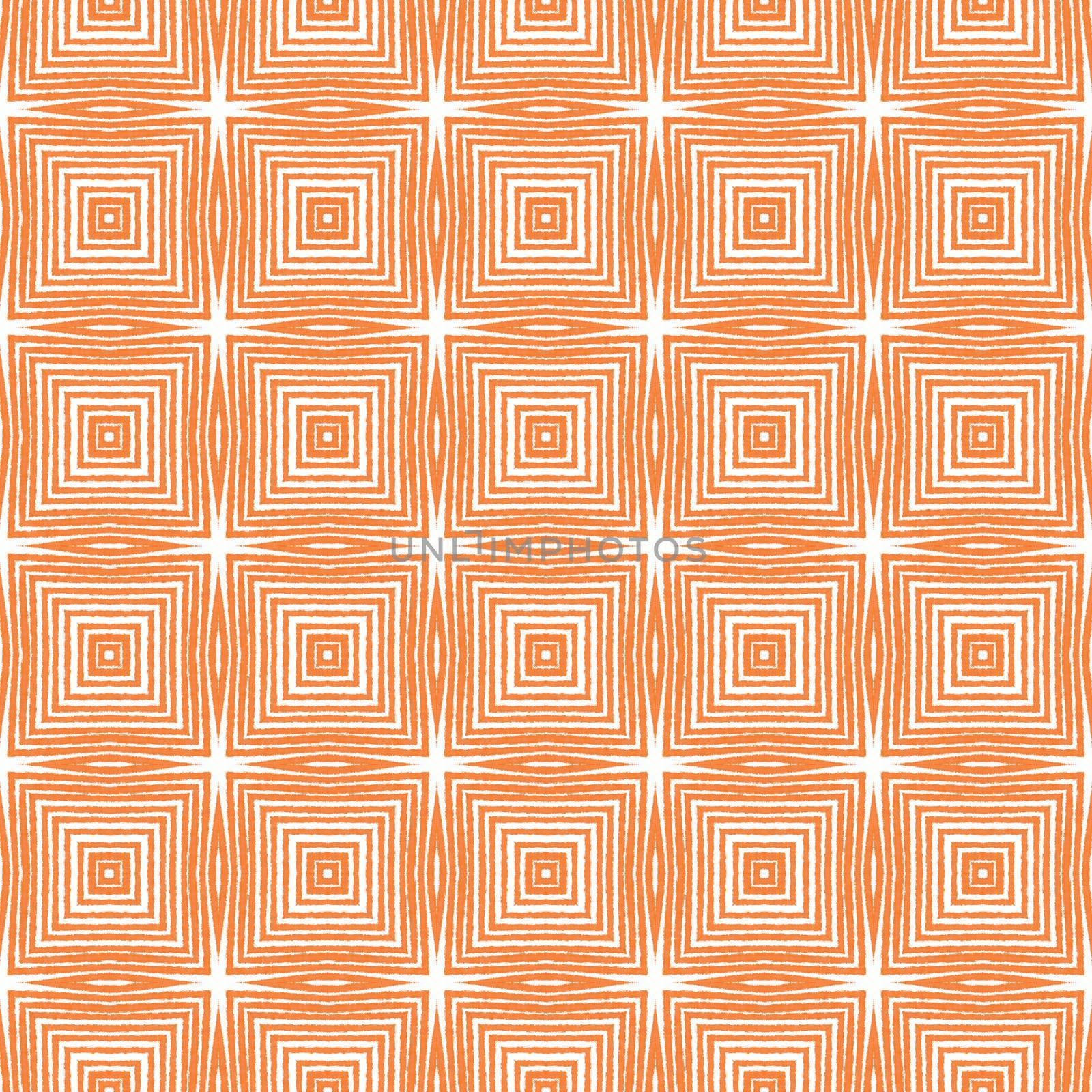 Arabesque hand drawn pattern. Orange symmetrical by beginagain