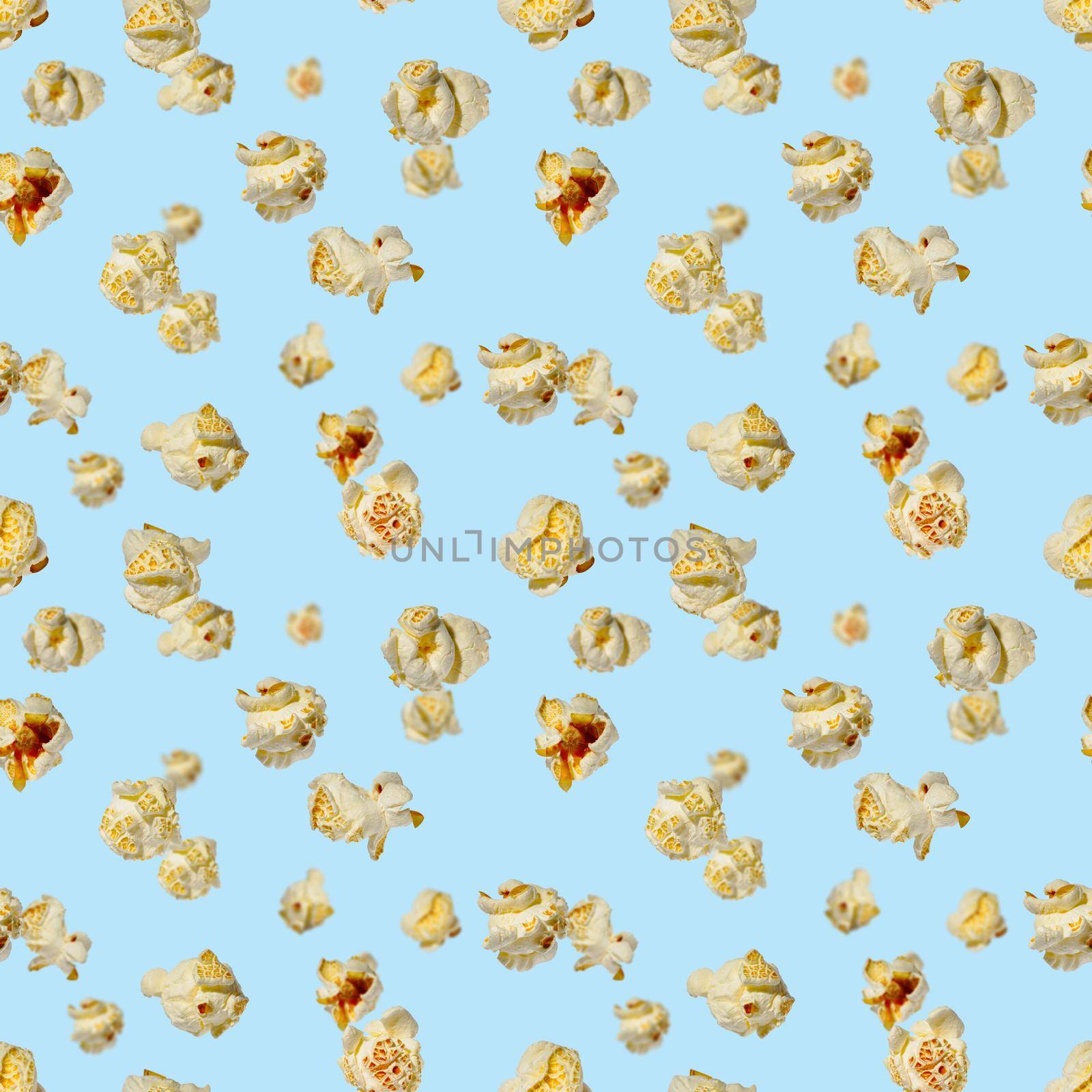 seamless pattern - popcorn. popcorn on a blue background, pattern by PhotoTime