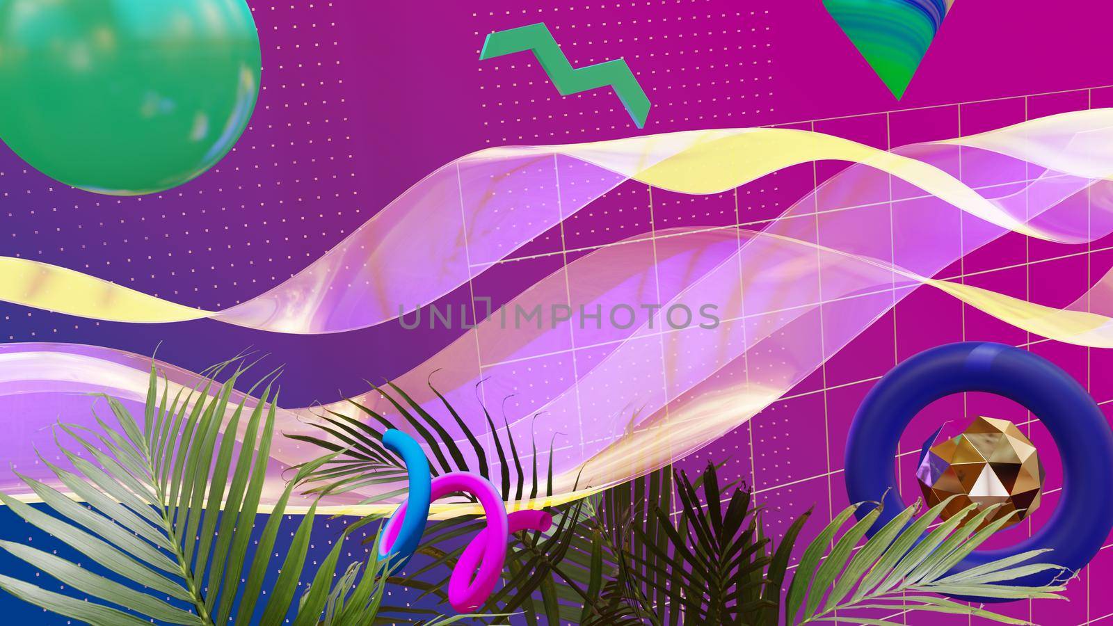 3D illustration Background for advertising and wallpaper in art retro and memphis art scene. 3D rendering in decorative concept.