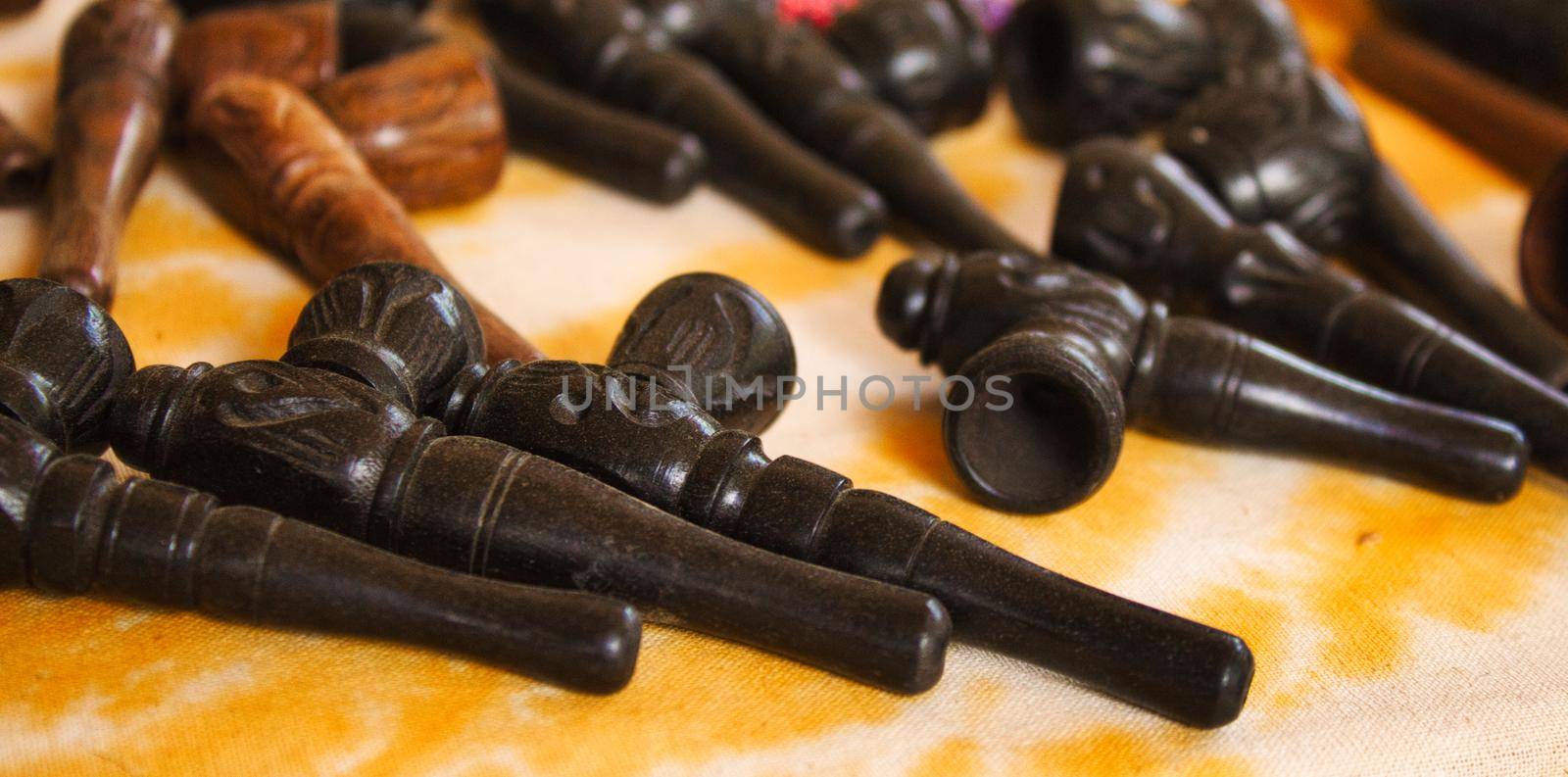 Traditional wooden pipes used for smoking tobacco or hash by tennesseewitney